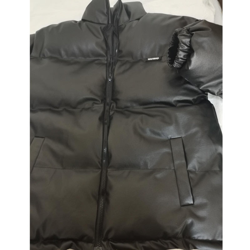 Vegan Leather Puffer Jacket