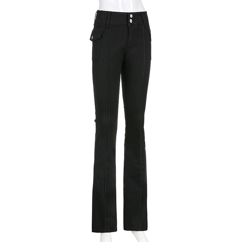 Pleated Bell Bottom Trousers