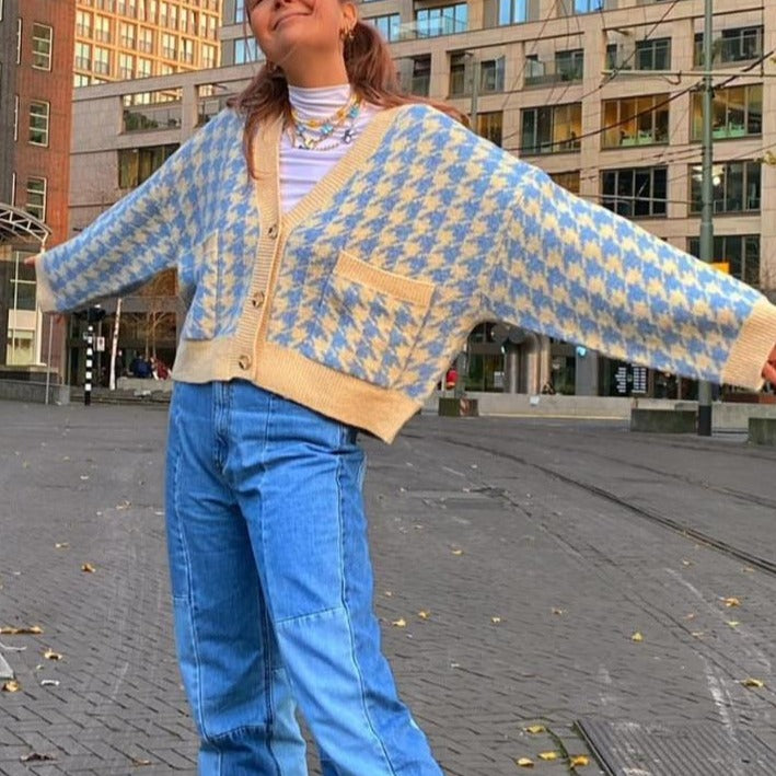 Houndstooth Y2K Cardigan