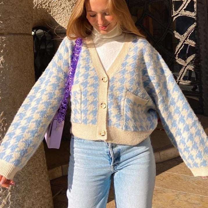 Houndstooth Y2K Cardigan
