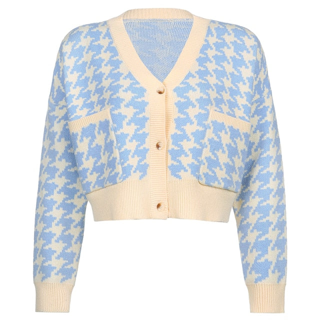 Houndstooth Y2K Cardigan