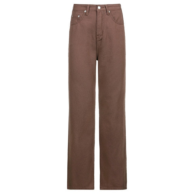 Y2K High Waisted Straight Leg Jeans