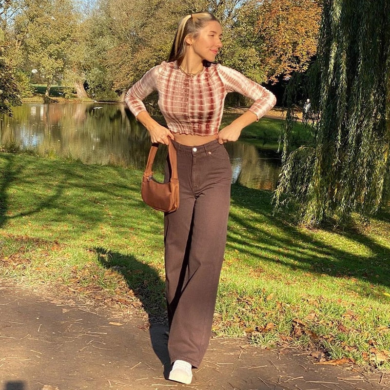 Y2K High Waisted Straight Leg Jeans
