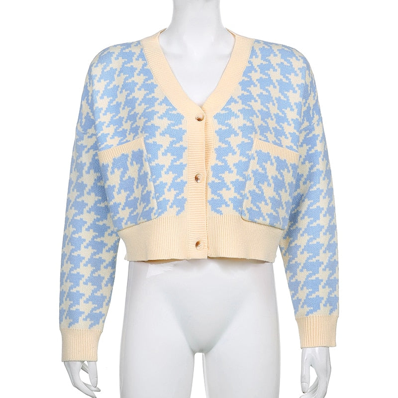 Houndstooth Y2K Cardigan