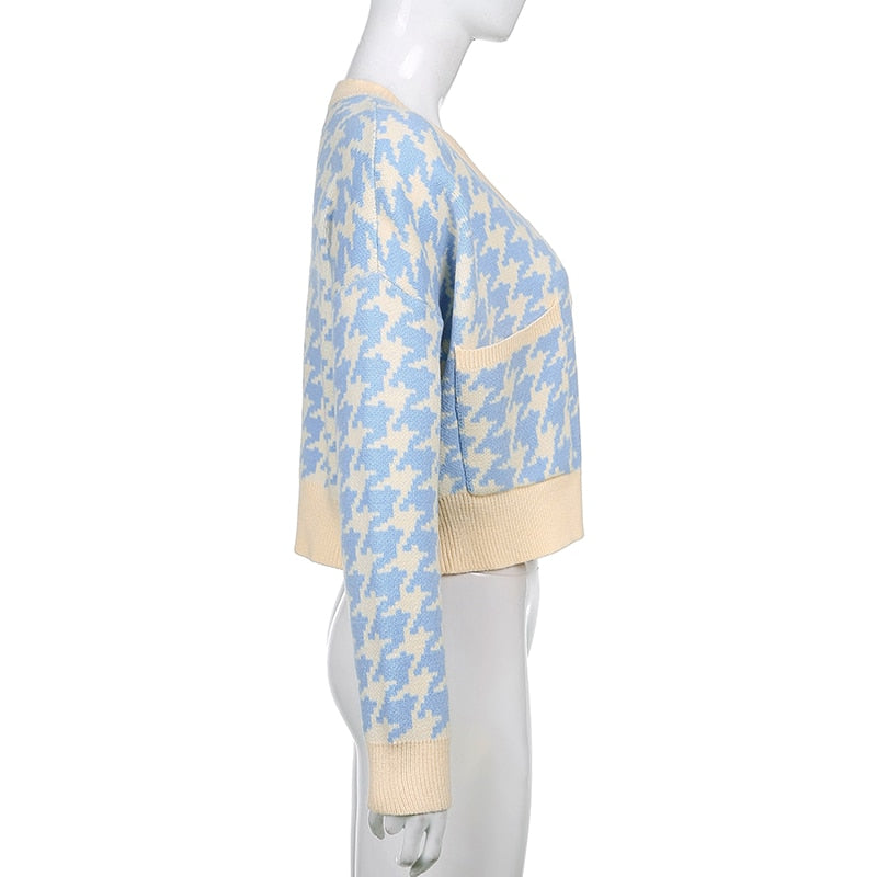 Houndstooth Y2K Cardigan