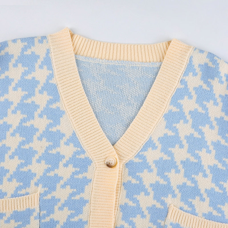 Houndstooth Y2K Cardigan