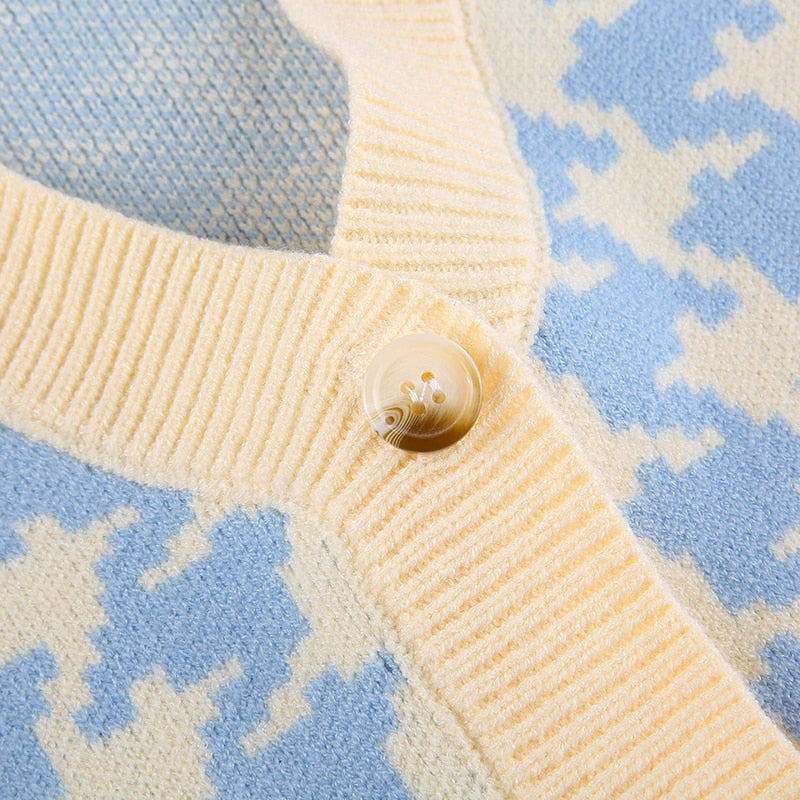 Houndstooth Y2K Cardigan