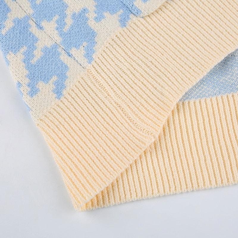 Houndstooth Y2K Cardigan
