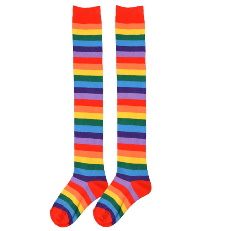 Thigh Long Rainbow Socks