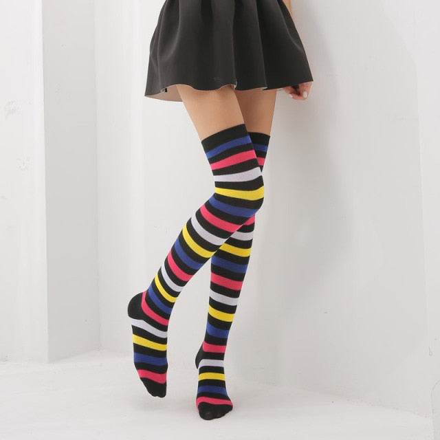 Thigh Long Rainbow Socks