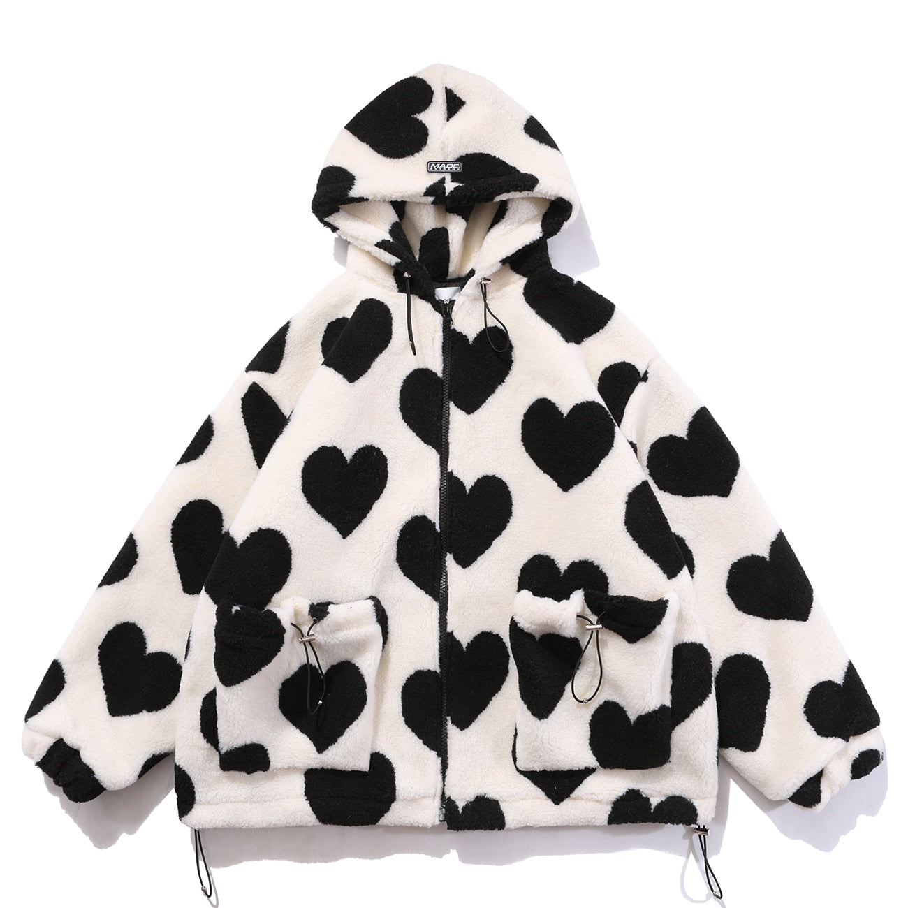 Oversized Hearts Sherpa Coat