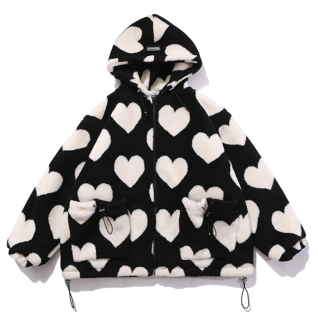 Oversized Hearts Sherpa Coat