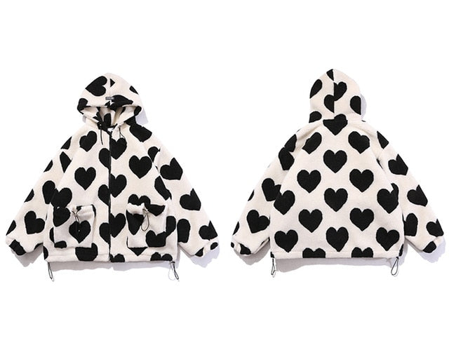 Oversized Hearts Sherpa Coat