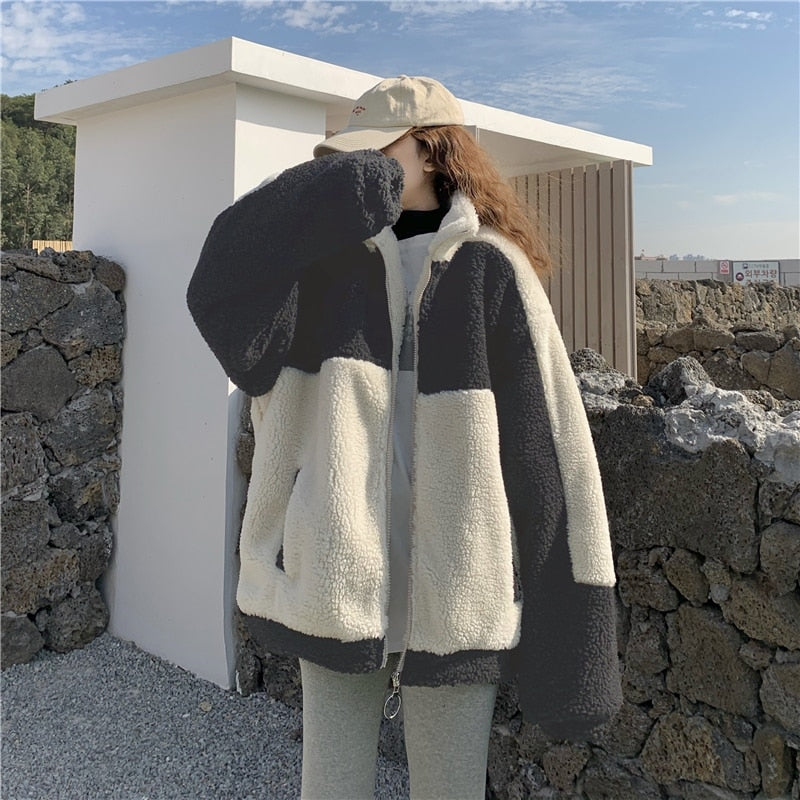 Two Tone Vegan Fur Jacket
