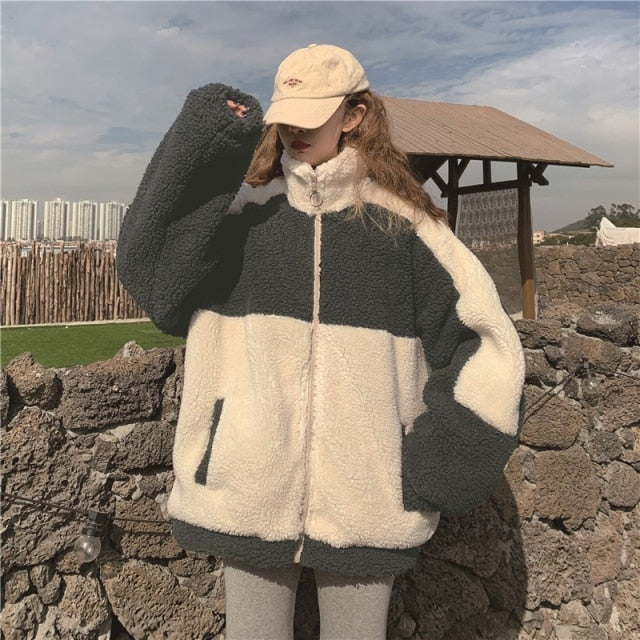 Two Tone Vegan Fur Jacket