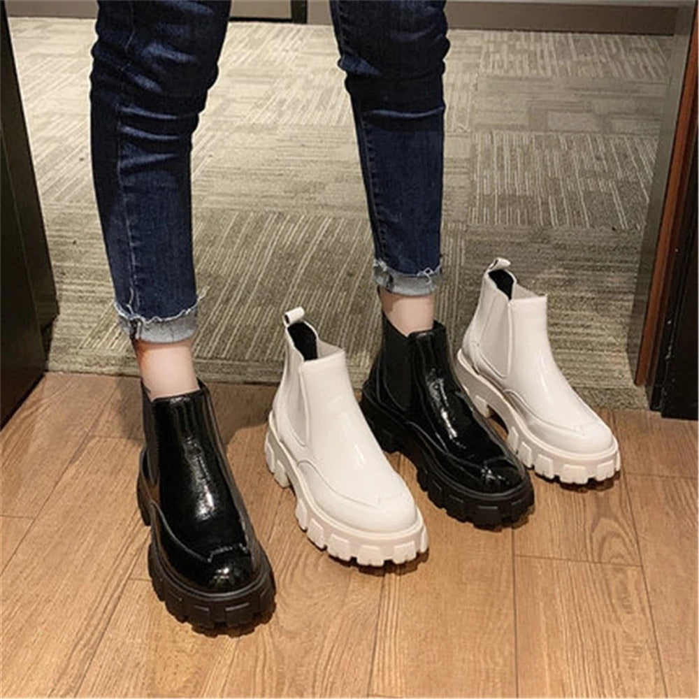 Slip On Platform Ankle Boots