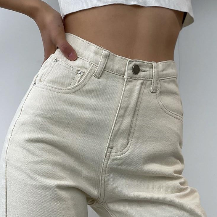 Flared And Split High Waisted Casual Jeans