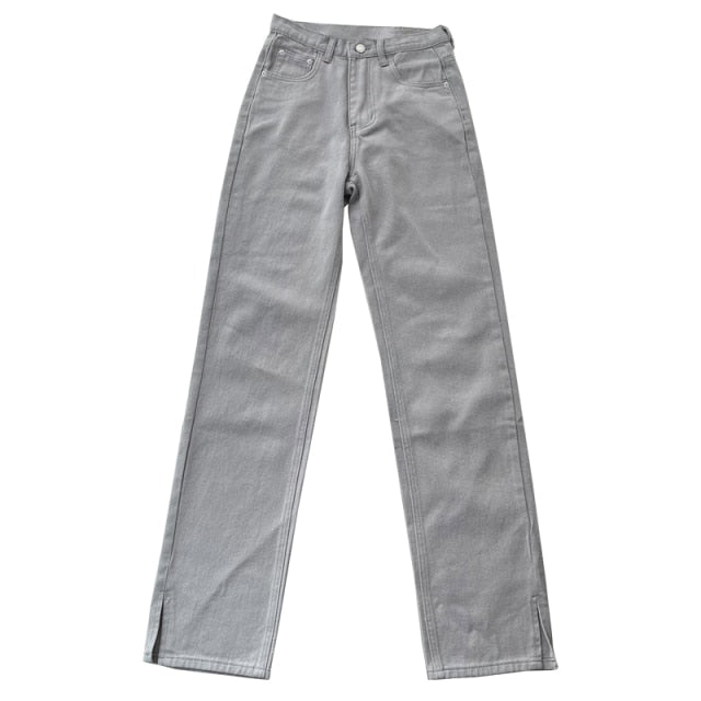 Flared And Split High Waisted Casual Jeans