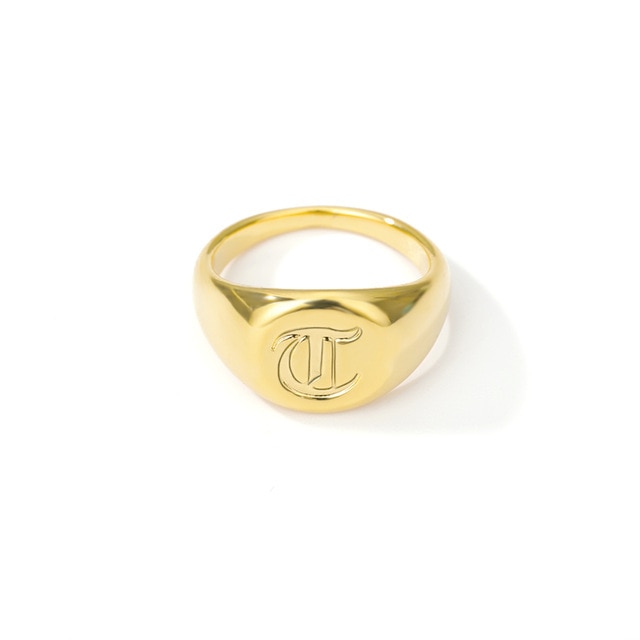 Initial A-Z Old English Signet Ring