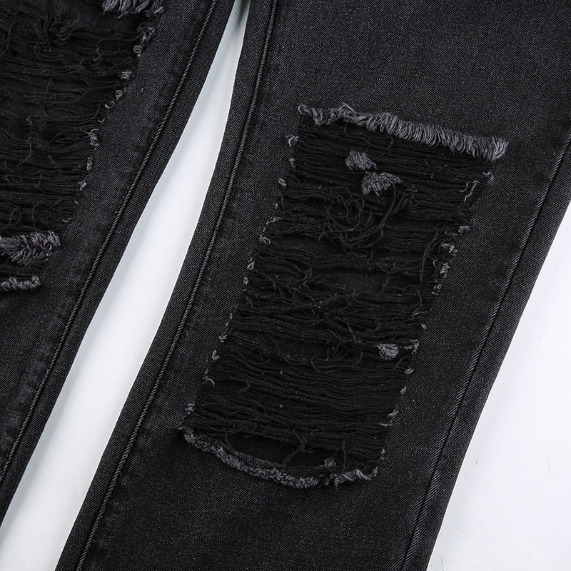 High Waisted Distressed Jeans