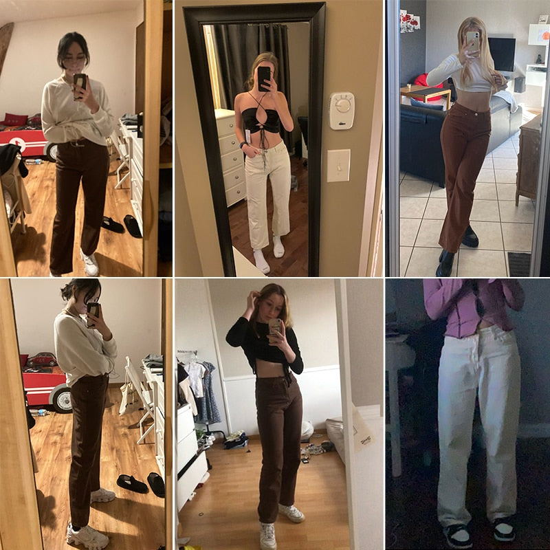 Y2K High Waisted Straight Leg Jeans