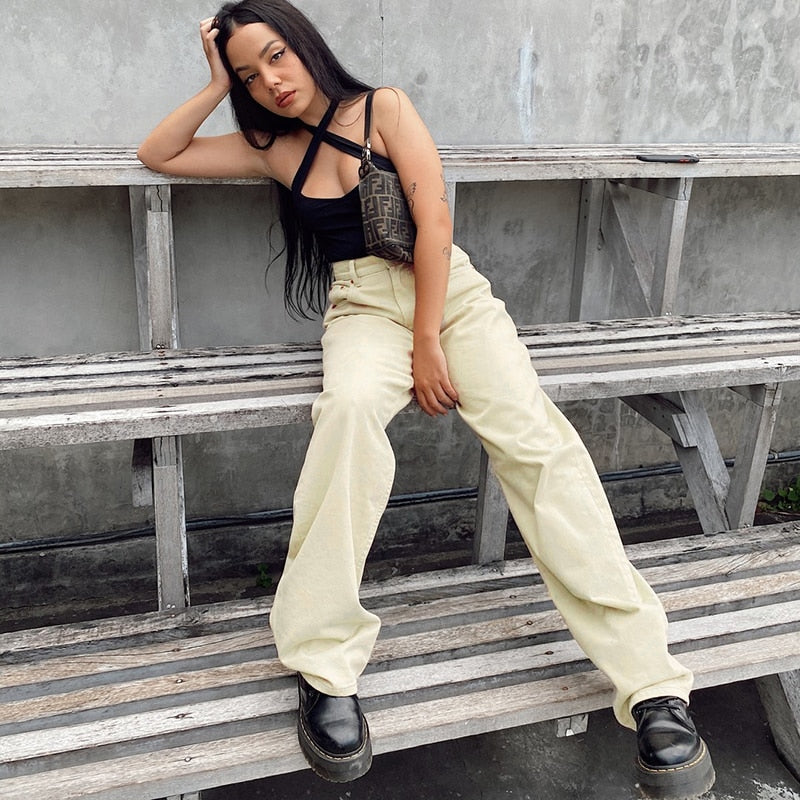 Y2K High Waisted Straight Leg Jeans