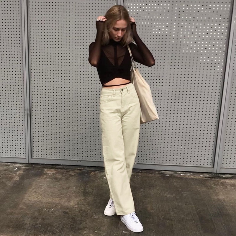 Y2K High Waisted Straight Leg Jeans