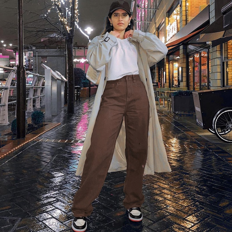 Y2K High Waisted Straight Leg Jeans