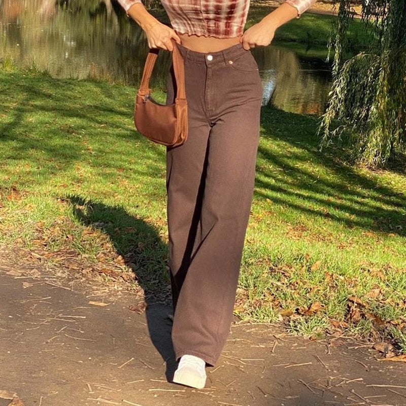 Y2K High Waisted Straight Leg Jeans