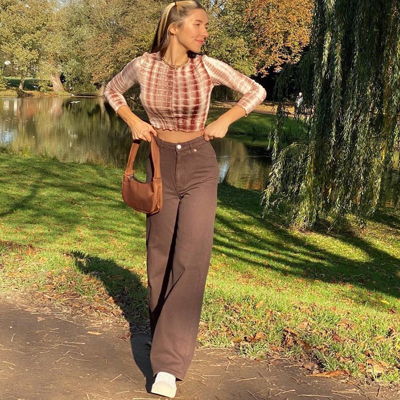 Y2K High Waisted Straight Leg Jeans