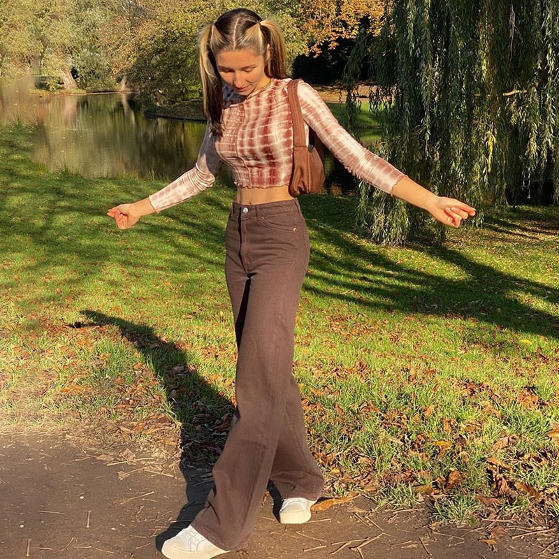 Y2K High Waisted Straight Leg Jeans