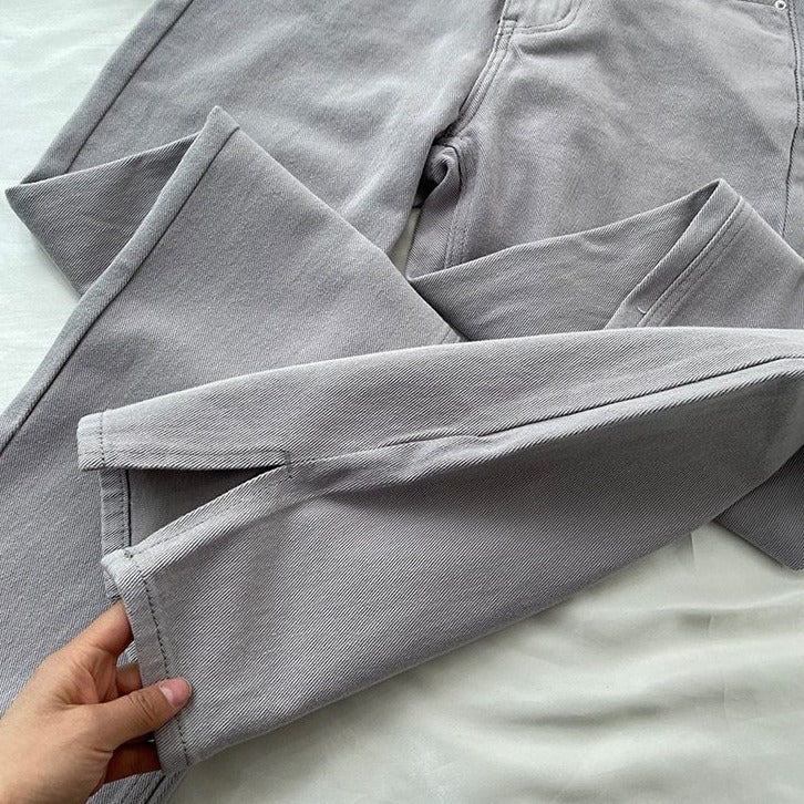 Flared And Split High Waisted Casual Jeans