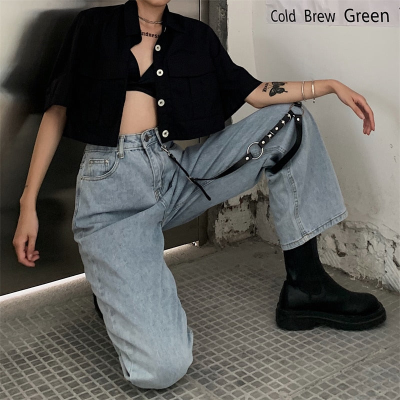 High Waisted Jeans With Leg Harness