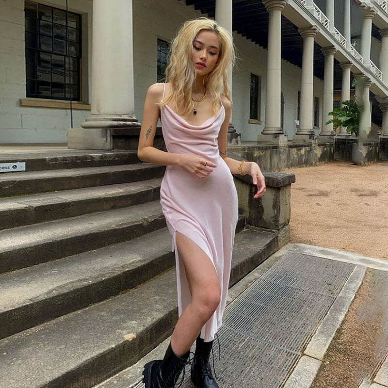 Loose Pink Party Midi Dress