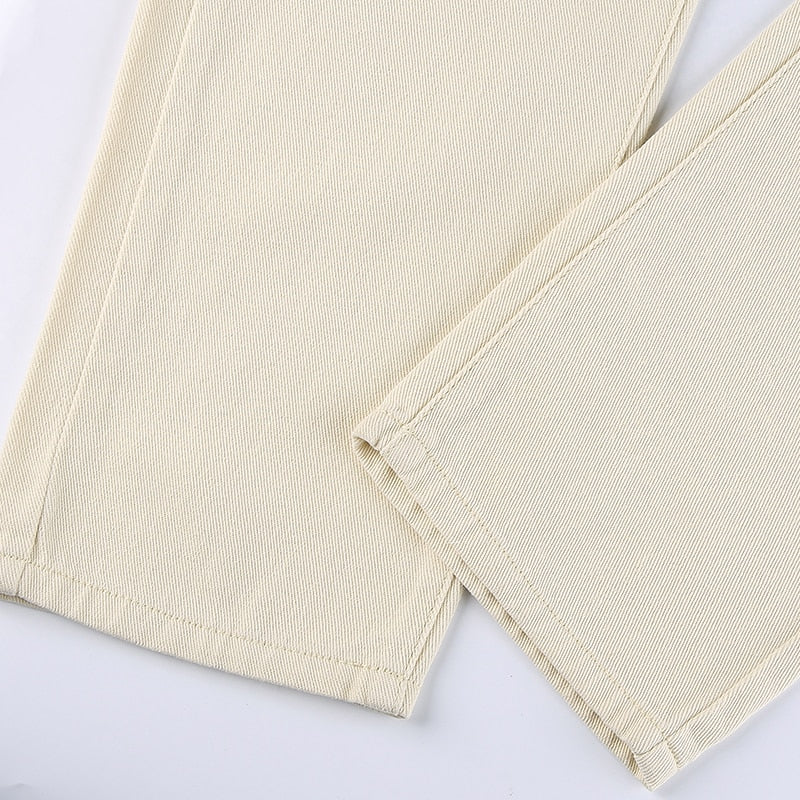 Wide Leg White Overalls Jeans