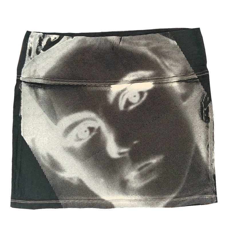 Facial Recognition Japanese High Waist Skirt