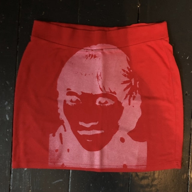 Facial Recognition Japanese High Waist Skirt