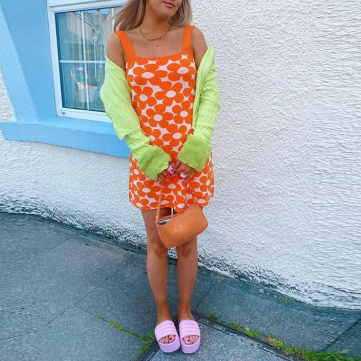 Knitted Floral Mini Dress