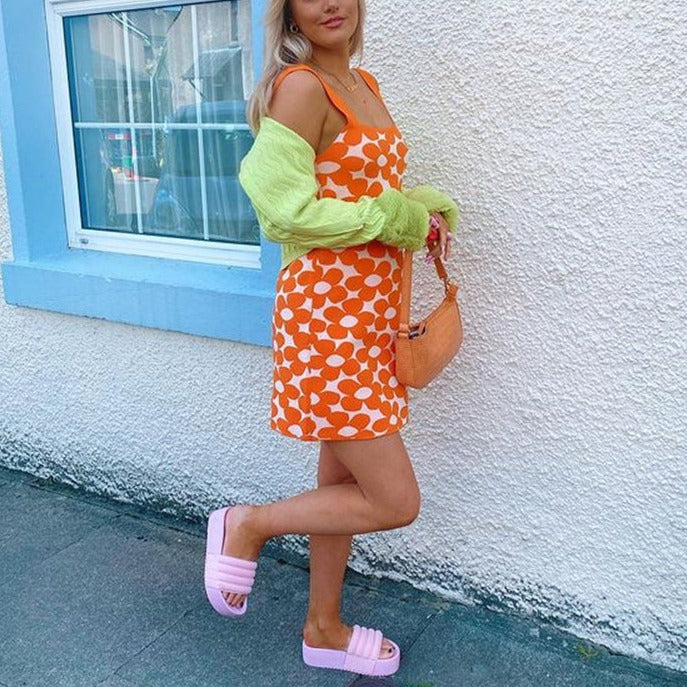 Knitted Floral Mini Dress