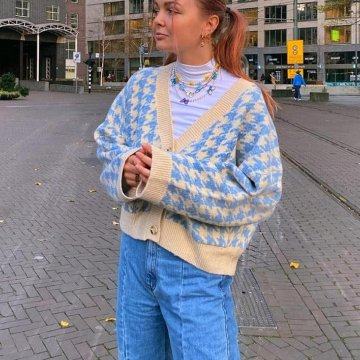 Houndstooth Y2K Cardigan