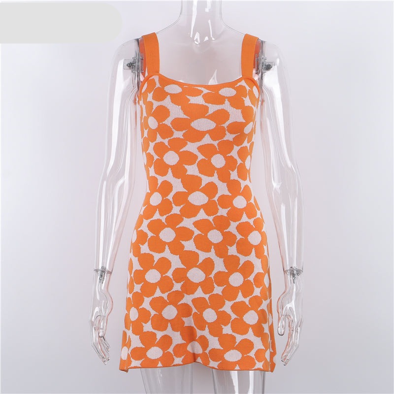 Knitted Floral Mini Dress
