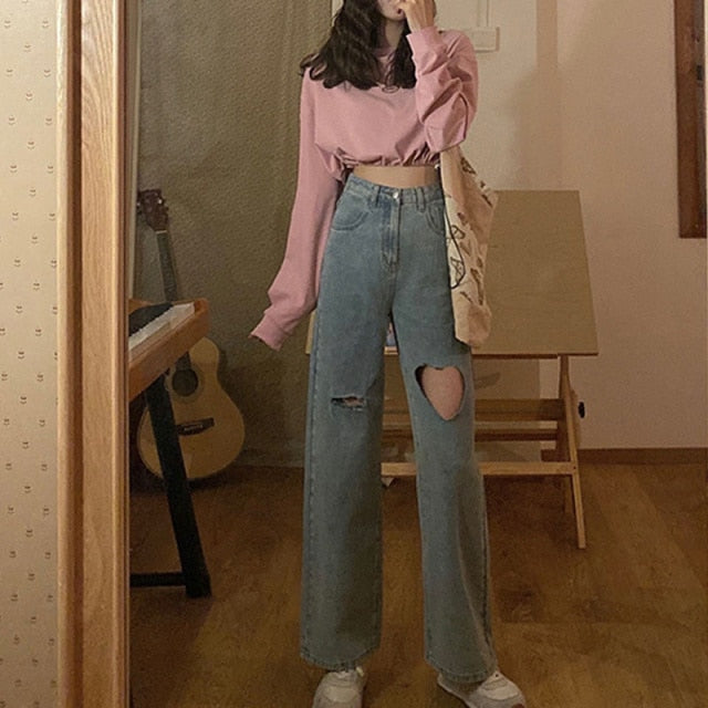 Heart Cut Mom Jeans