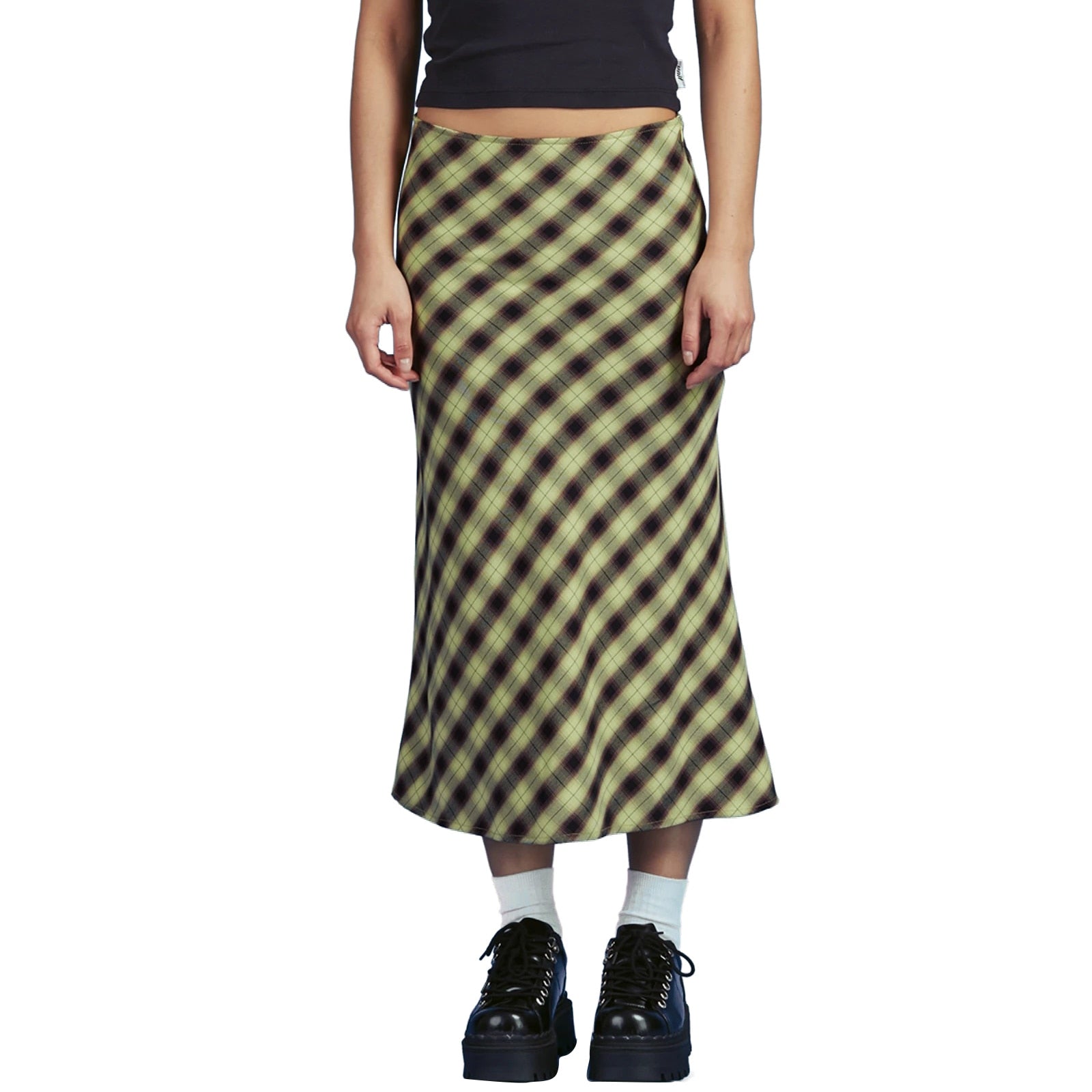 Vintage 90s Plaid High Waist Maxi Skirt