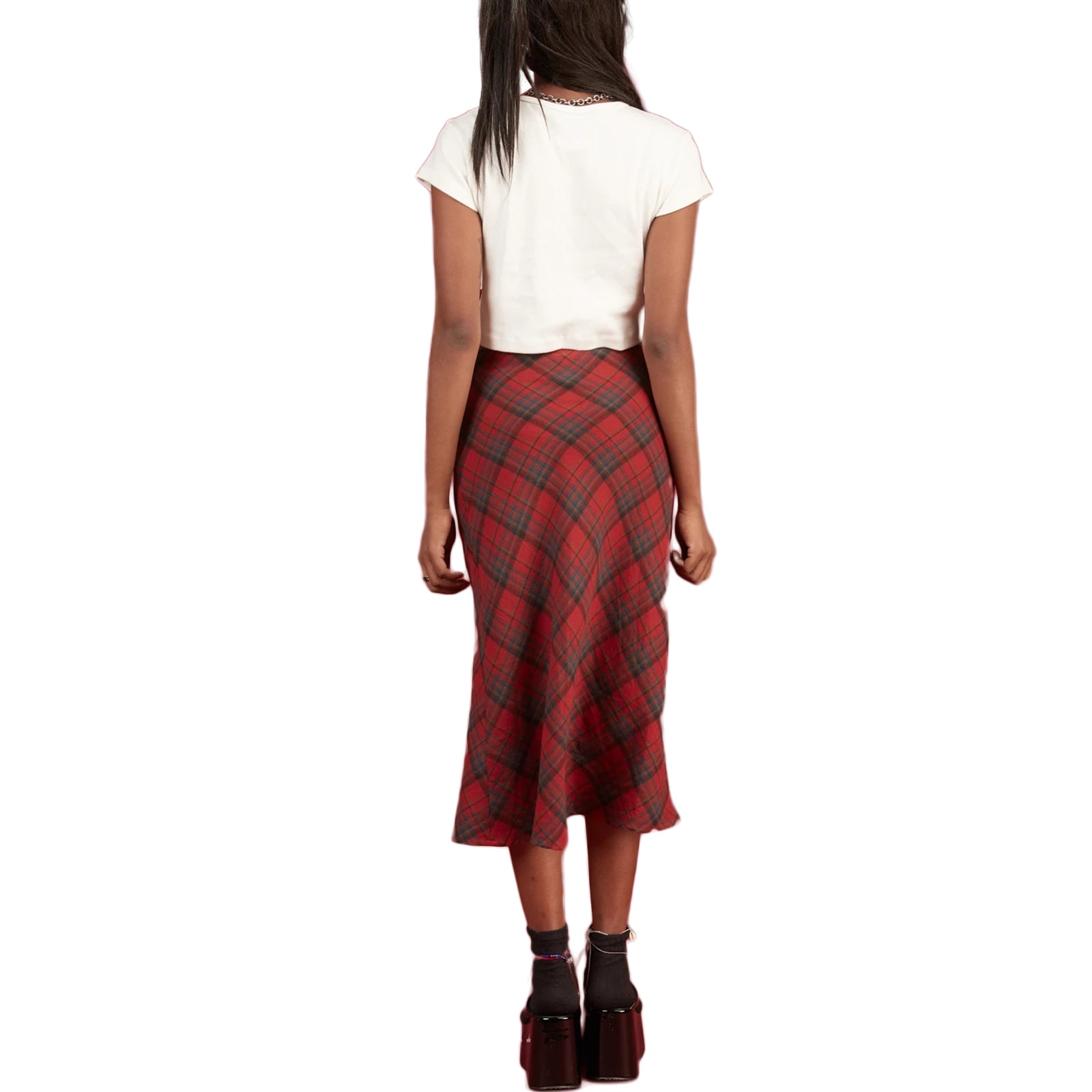 Vintage 90s Plaid High Waist Maxi Skirt