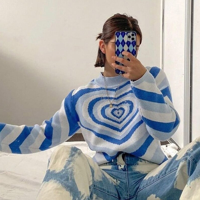 Knitted Powerpuff Heart Sweater