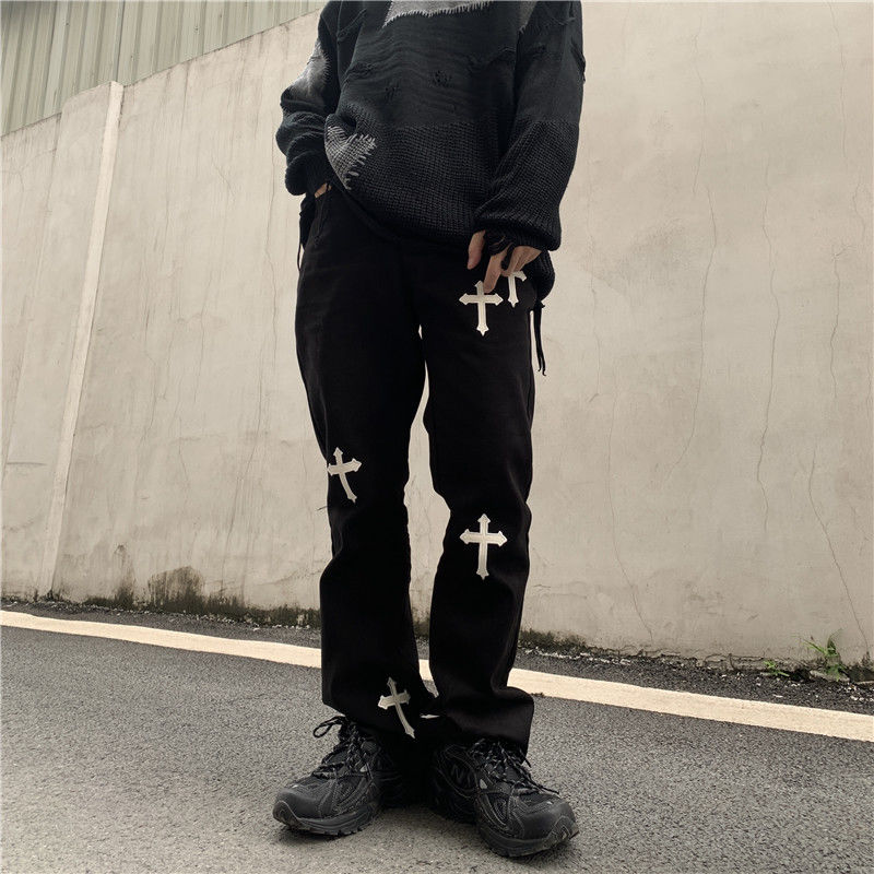 Cross Embroidered Jeans