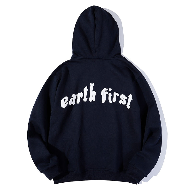 Oversized Smiley Weed Zip Up Hoodie