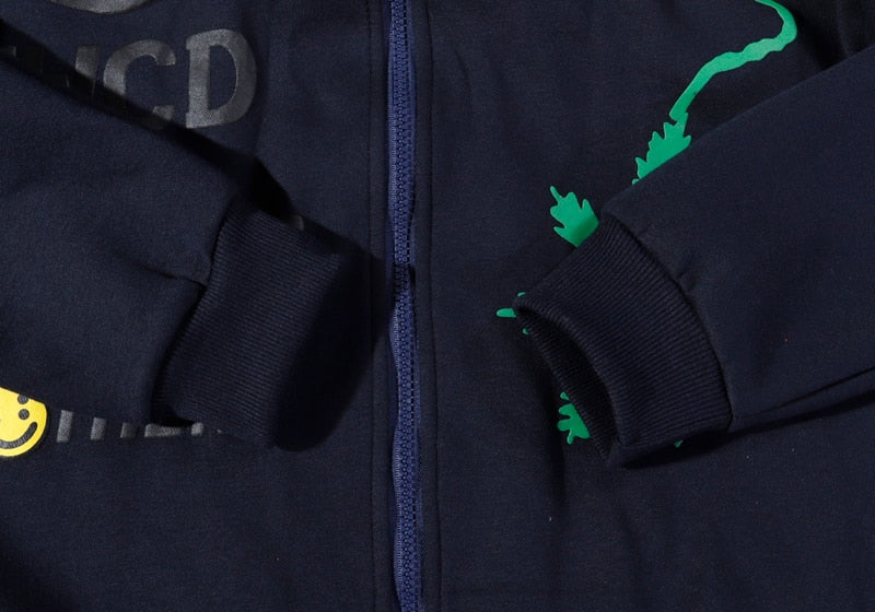 Oversized Smiley Weed Zip Up Hoodie