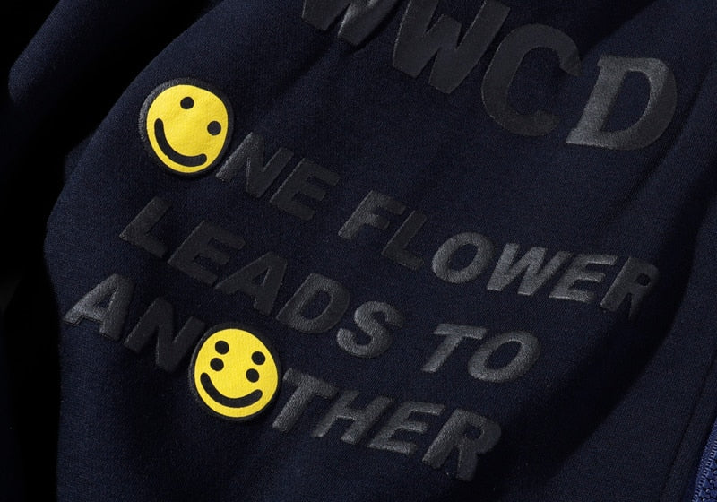 Oversized Smiley Weed Zip Up Hoodie