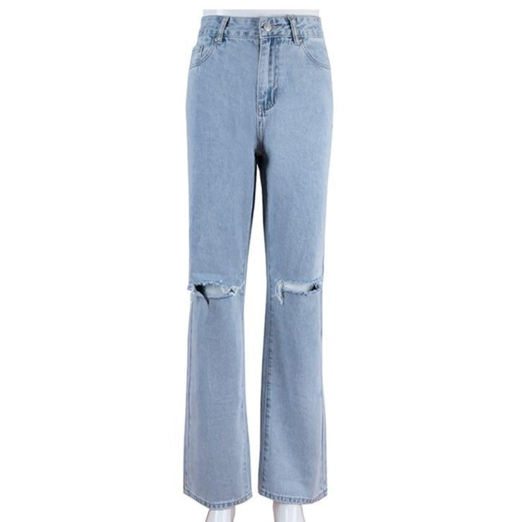 Ripped Knee Wide Leg Jeans